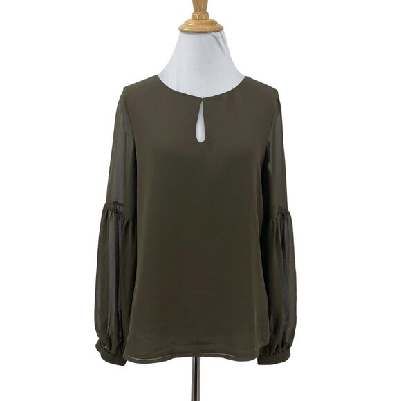 Express Tops - Express Blouse Womens S Small Otter Keyhole Crew Tiered Balloon Sleeves Juliet